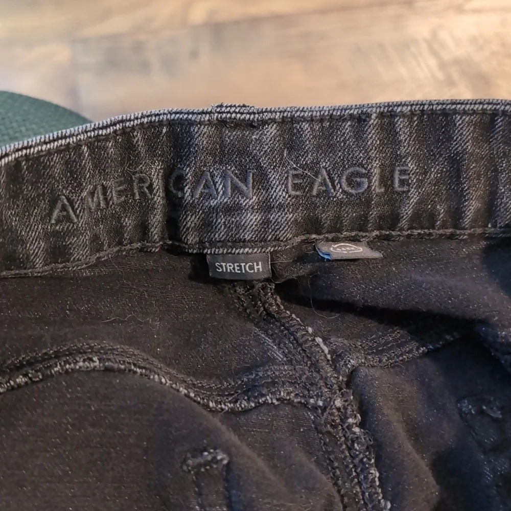 American Eagle Black Baggy Wide Leg Stretch Jeans - Picture 4 of 6